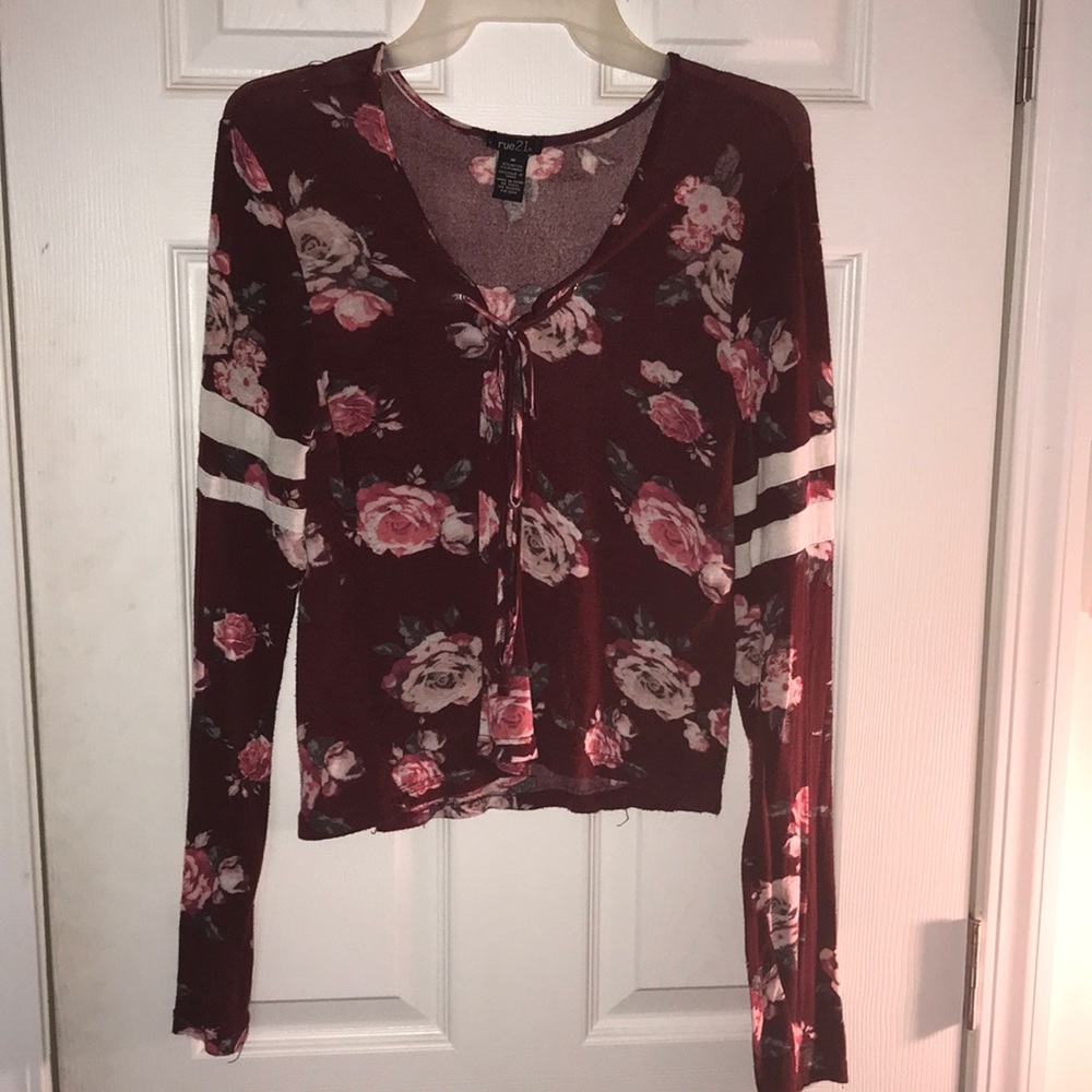 Floral burgundy long sleeve